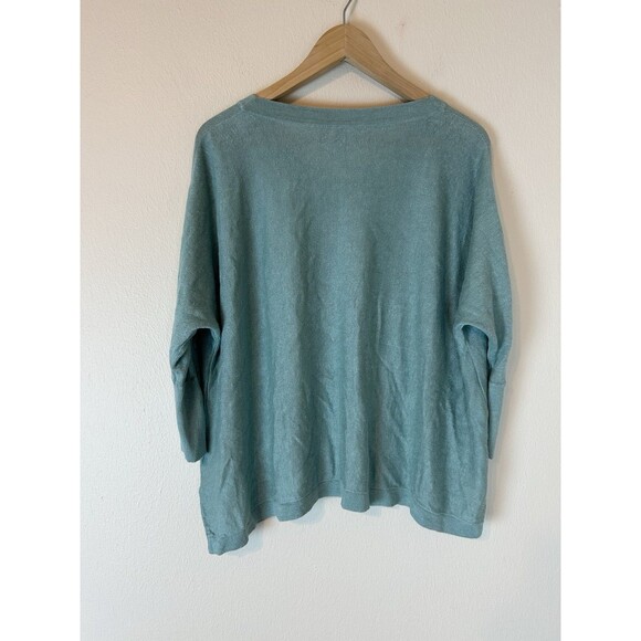 Garnet Hill S Small Oversized Linen V-neck Sweater Pullover Minimalist Coastal - Picture 5 of 5